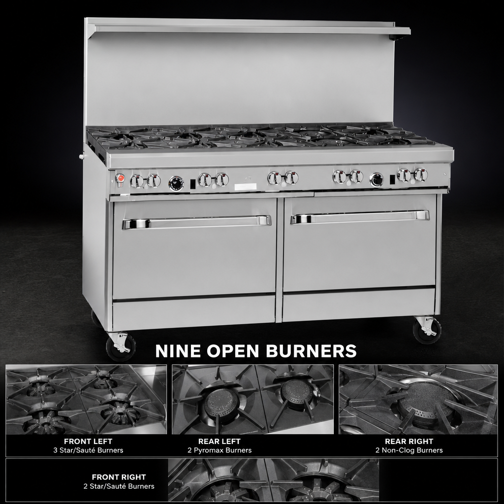 Nine Open Burners