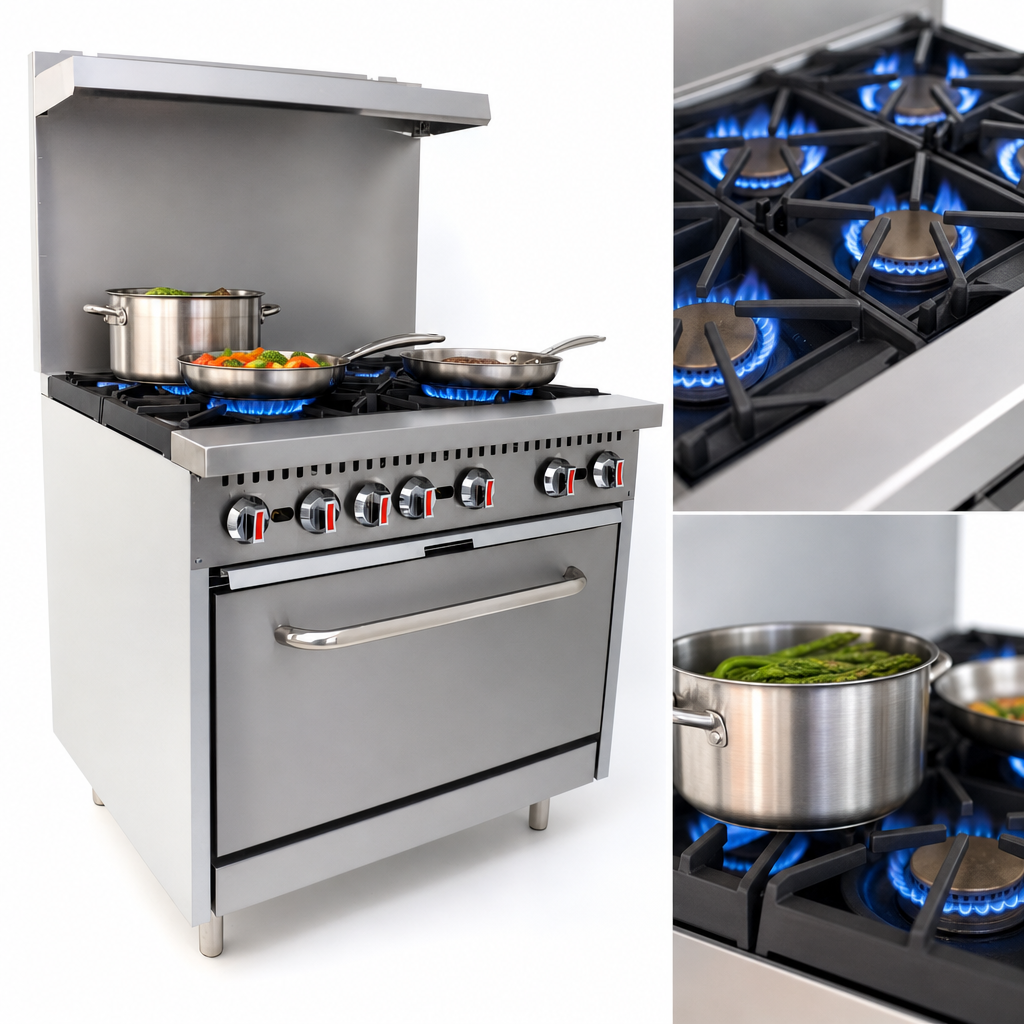 Six 30,000 BTU Open Burners