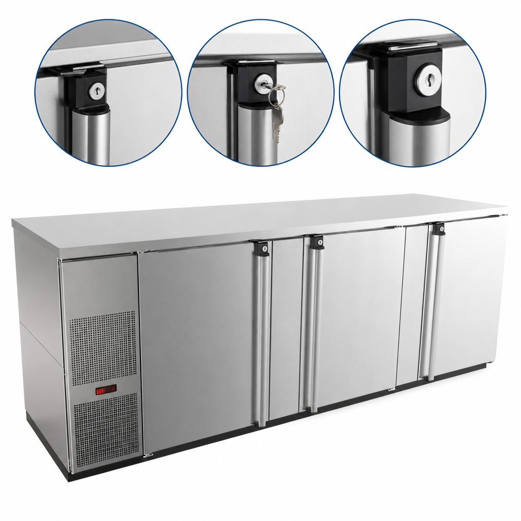 Three Solid Hinged Doors with Locks