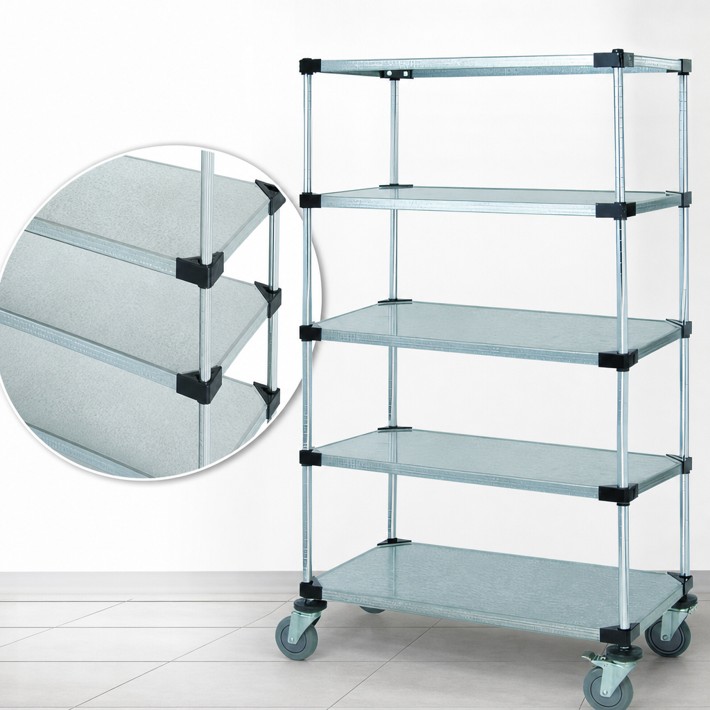 Five Solid Galvanized Steel Shelves