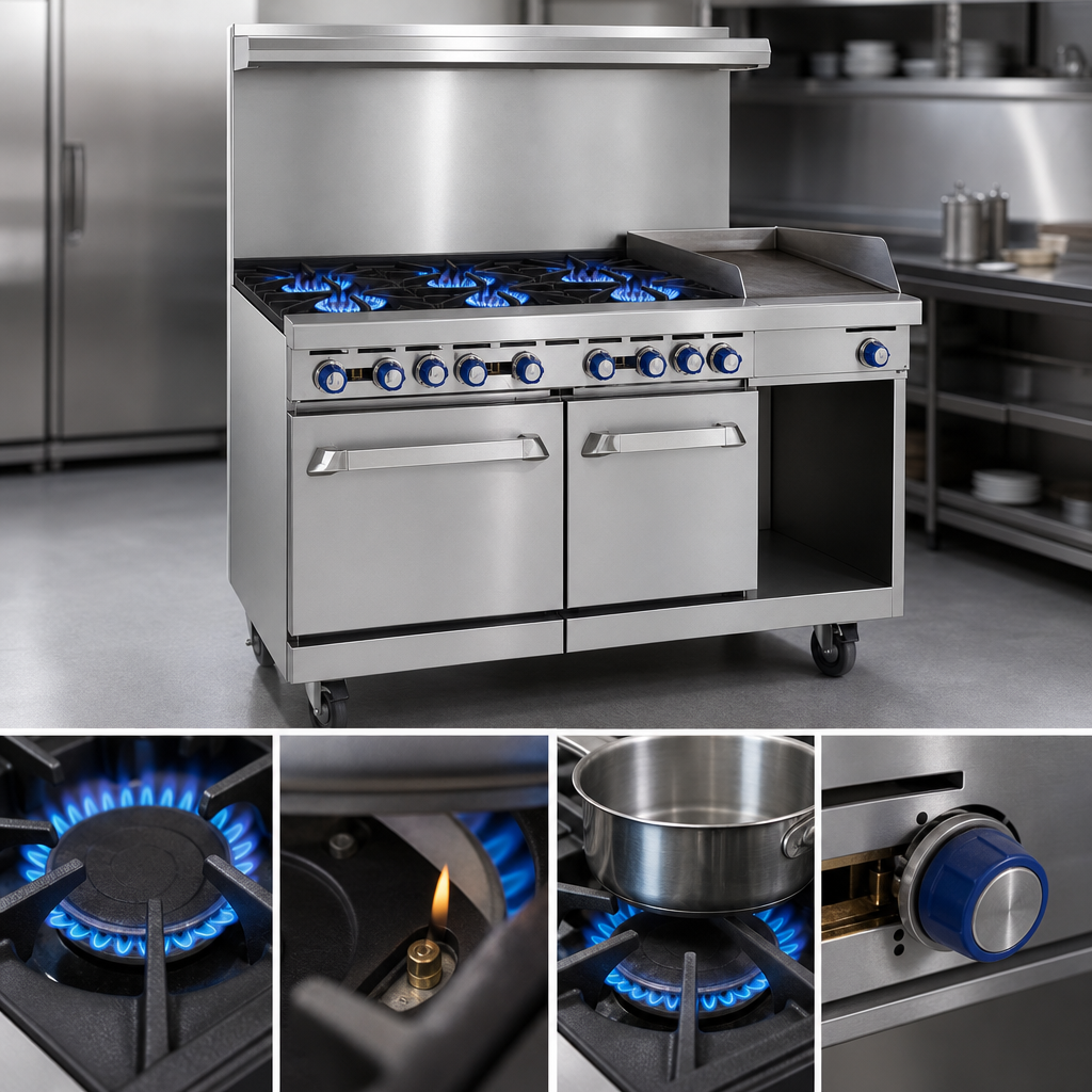 Four Open Burners With Pilot Lights