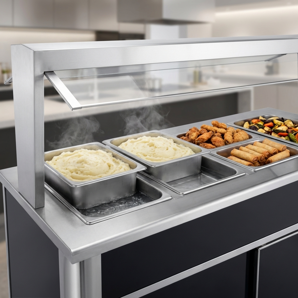 This versatile mobile buffet counter offers both wet and dry operation to perfectly maintain a wide range of dishes at optimal serving temperatures.