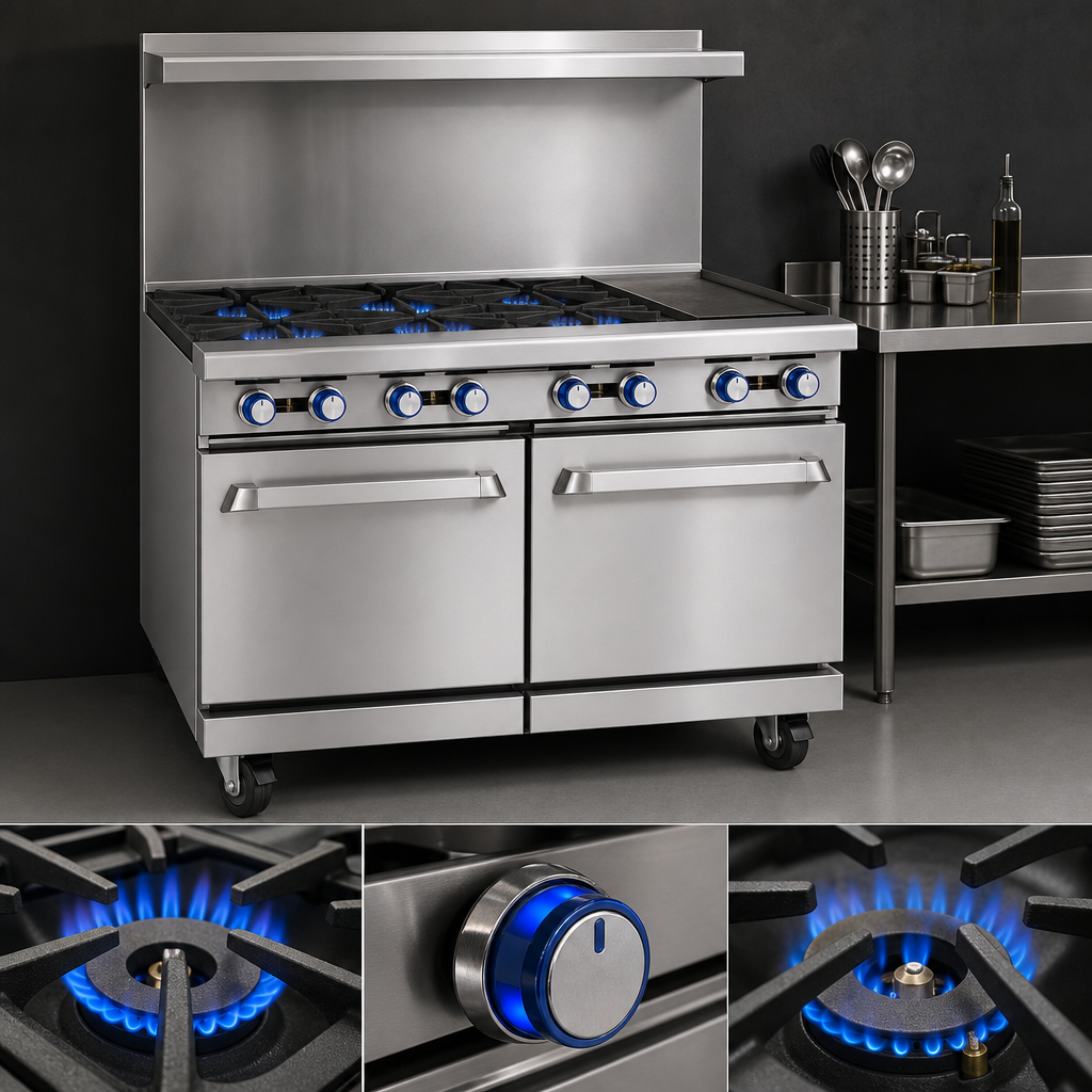 Six Open Burners with Pilot Lights