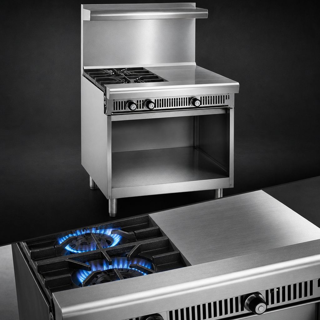 Two Open Burners and 18-Inch Hot Top