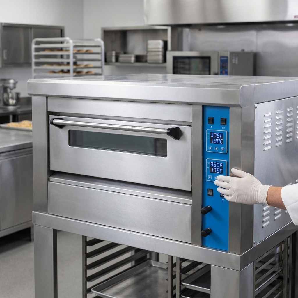 Achieve precise baking results with independent digital controls for both top and bottom heat on this high-performance deck oven.