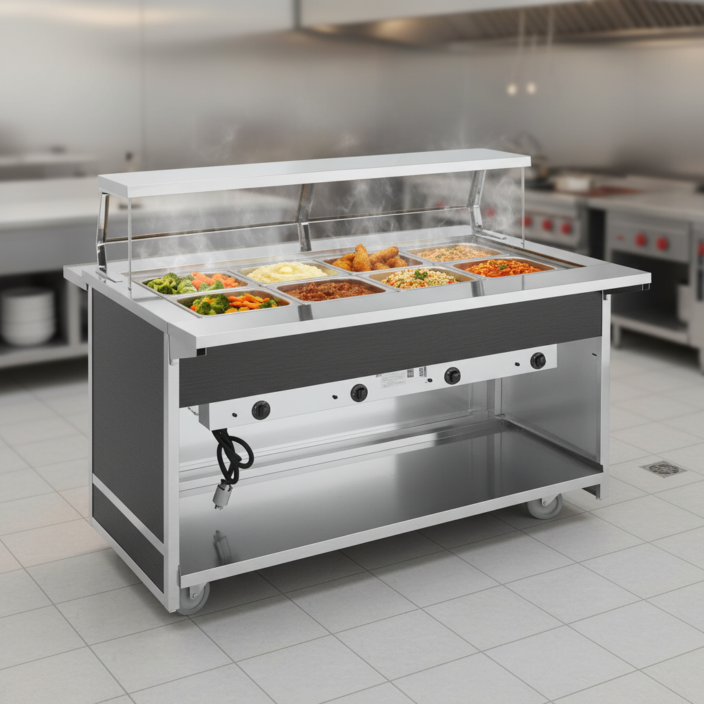 Experience consistent warmth with electric heating, keeping all six wells of your hot food serving counter at optimal serving temperatures.