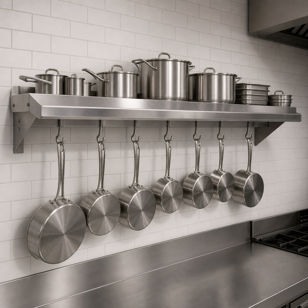 Integrated Pot Rack Shelf