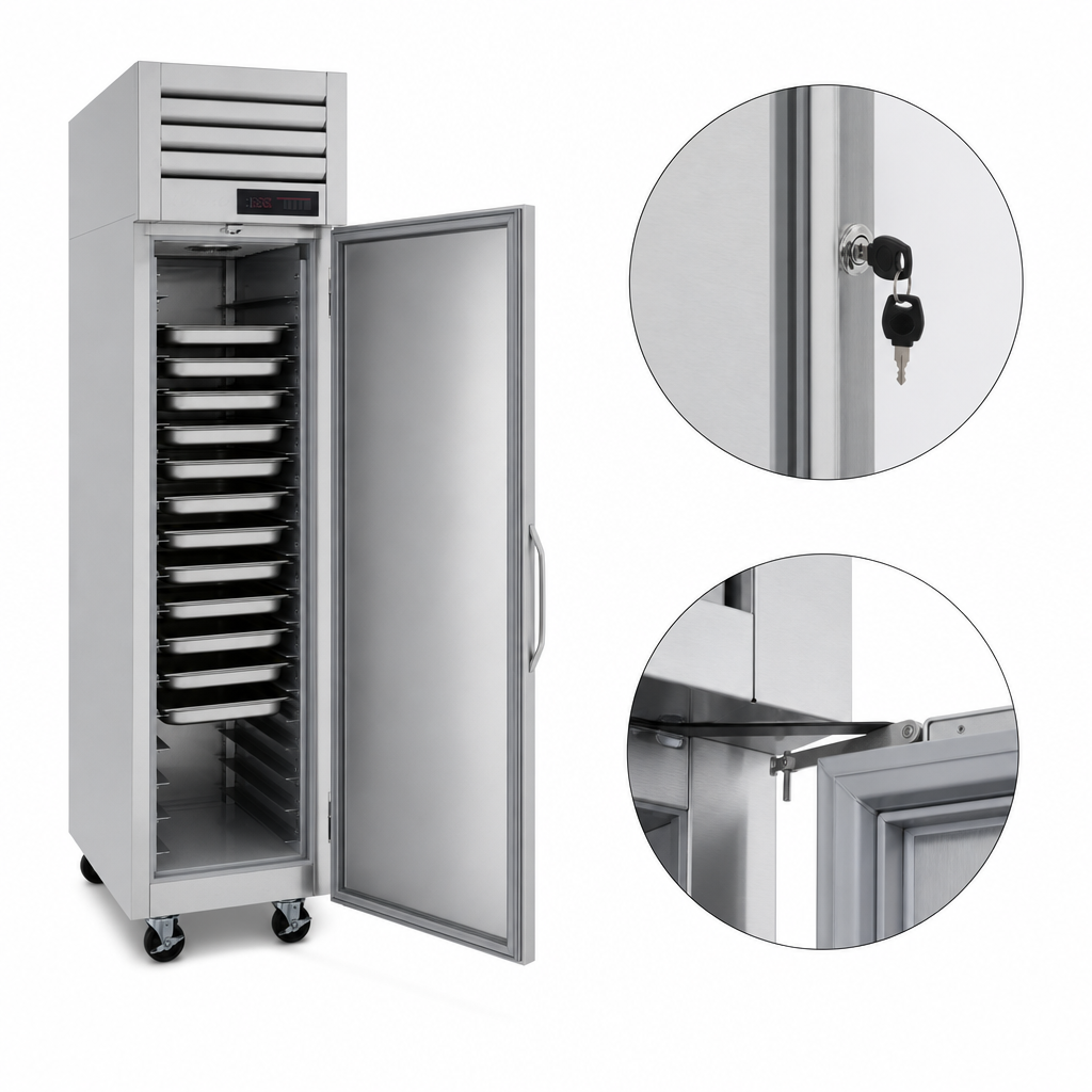 Solid Door with Lock and Stay-Open Feature