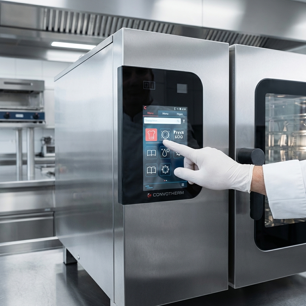 Effortlessly manage your cooking with the Convotherm C4's intuitive easyTouch control panel, featuring a responsive 10-inch high-resolution display.