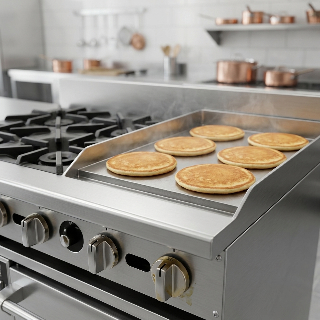 Achieve perfectly consistent cooking results with the range's 12-inch griddle, featuring a heavy-duty 1-inch thick plate for superior heat retention.