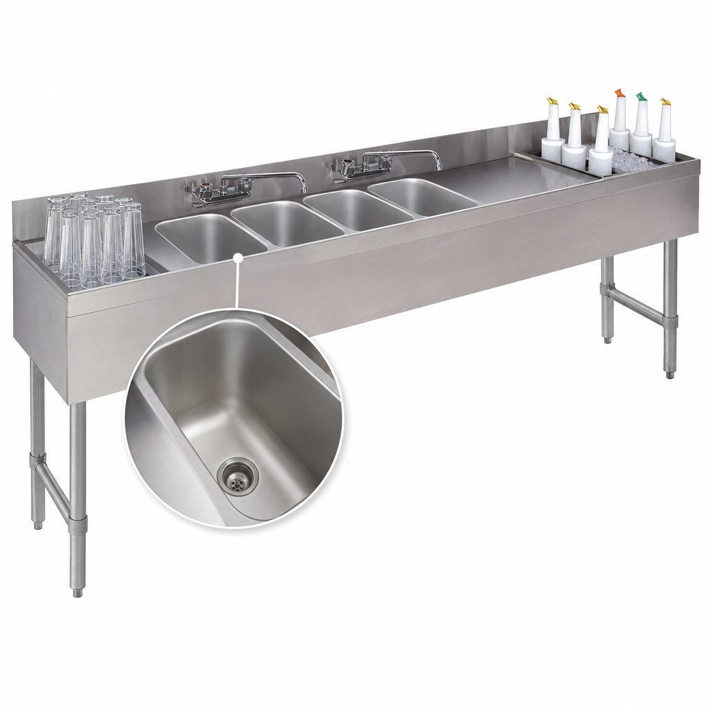 Three Deep-Drawn Sink Bowls
