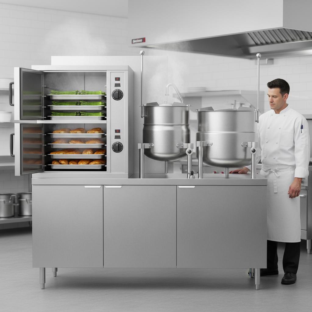 Effortlessly steam different dishes simultaneously with the dual independent compartments, each accommodating five full-size pans.