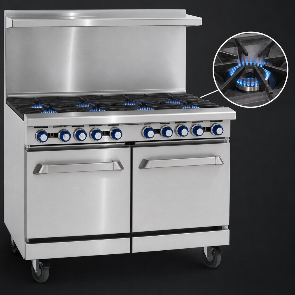 Six Open Burners with Pilot Lights