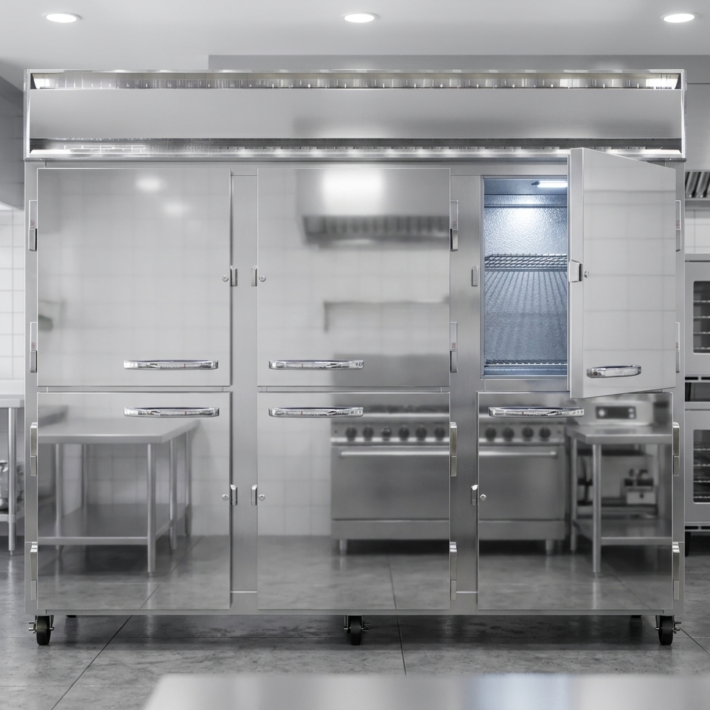 Showcasing both its durable exterior and hygienic interior, this freezer features high-quality stainless steel construction for lasting performance and easy cleaning.