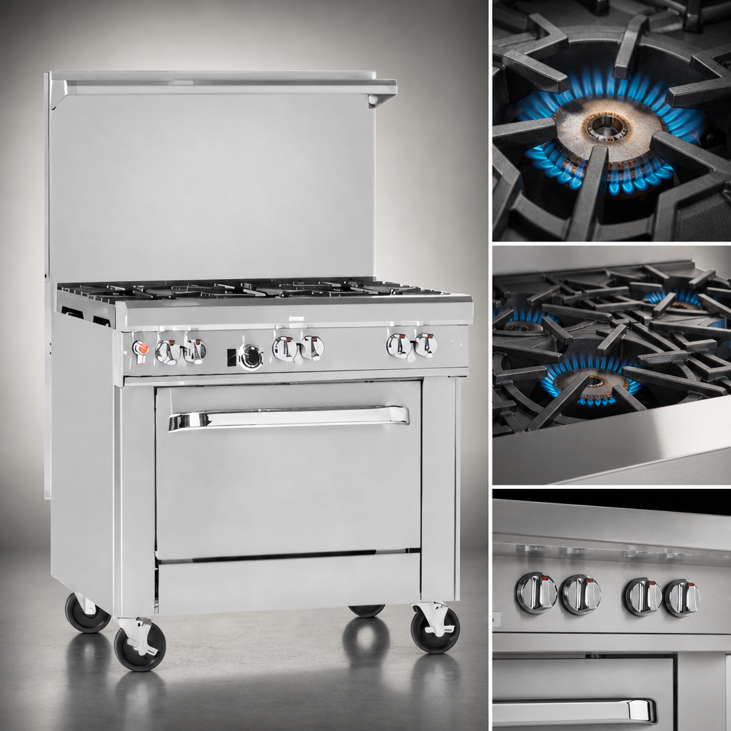 Six Non-Clog Open Burners
