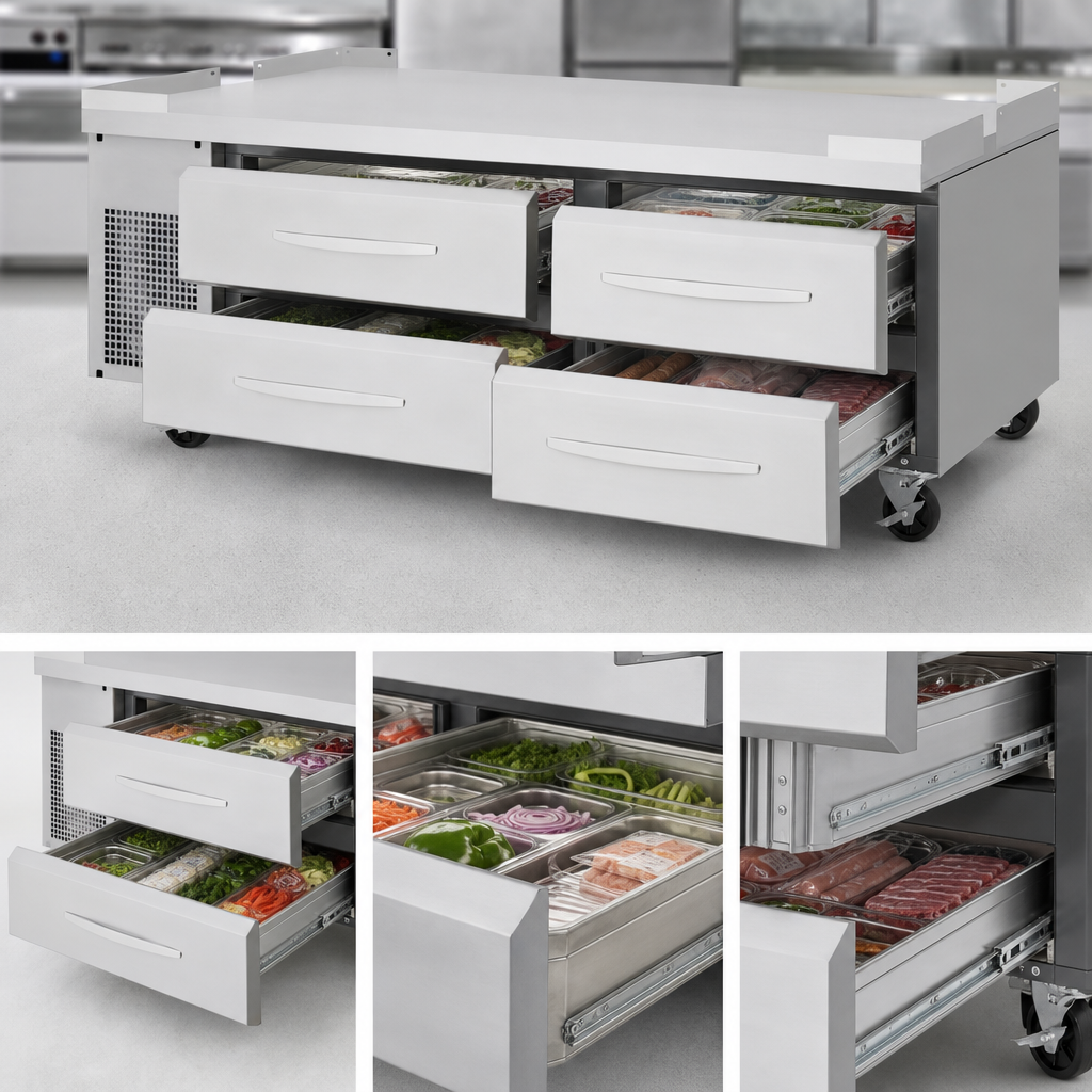Four Stainless Steel Drawers