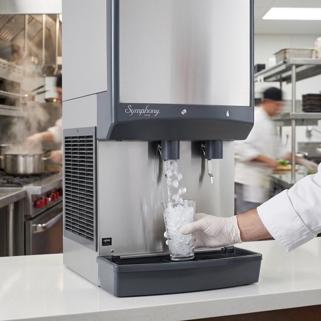 Effortlessly access Chewblet® ice and refreshing water with the simple and sanitary lever dispense operation.