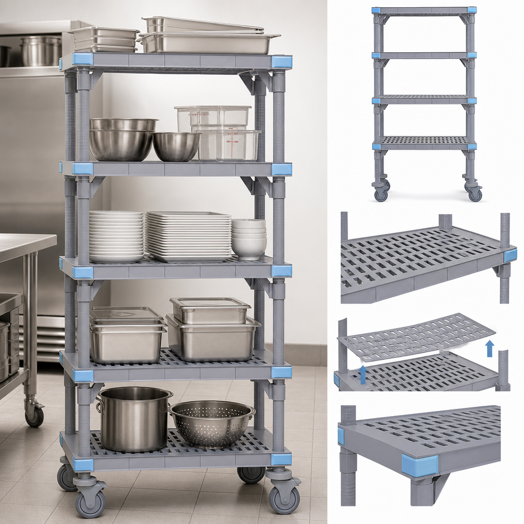 Five Open Grid Shelves