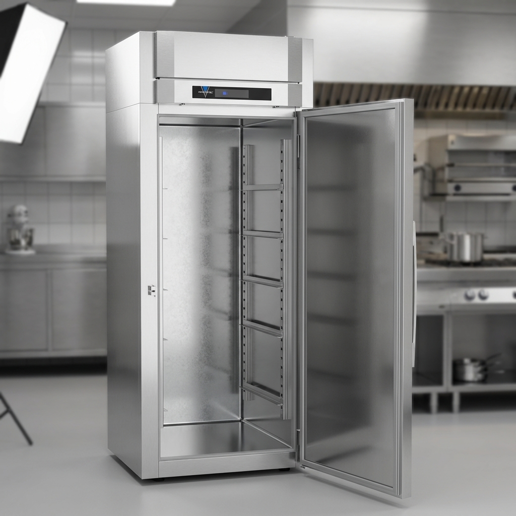 This heated cabinet boasts robust stainless steel interior and exterior construction, ensuring exceptional durability for any commercial kitchen.