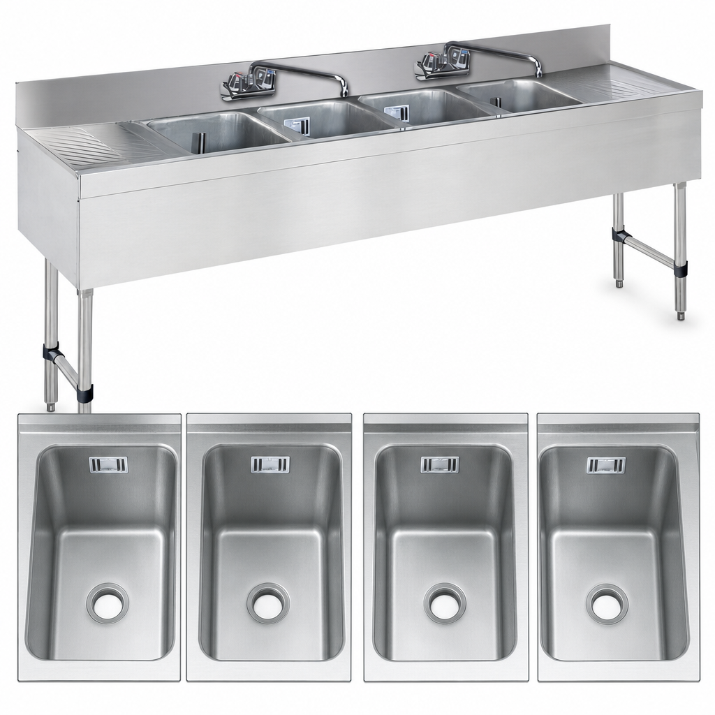 Four Deep Drawn Sink Bowls