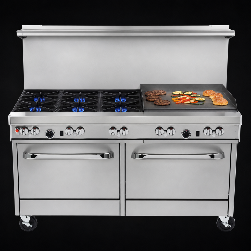 Triple Burner and Griddle Cooktop