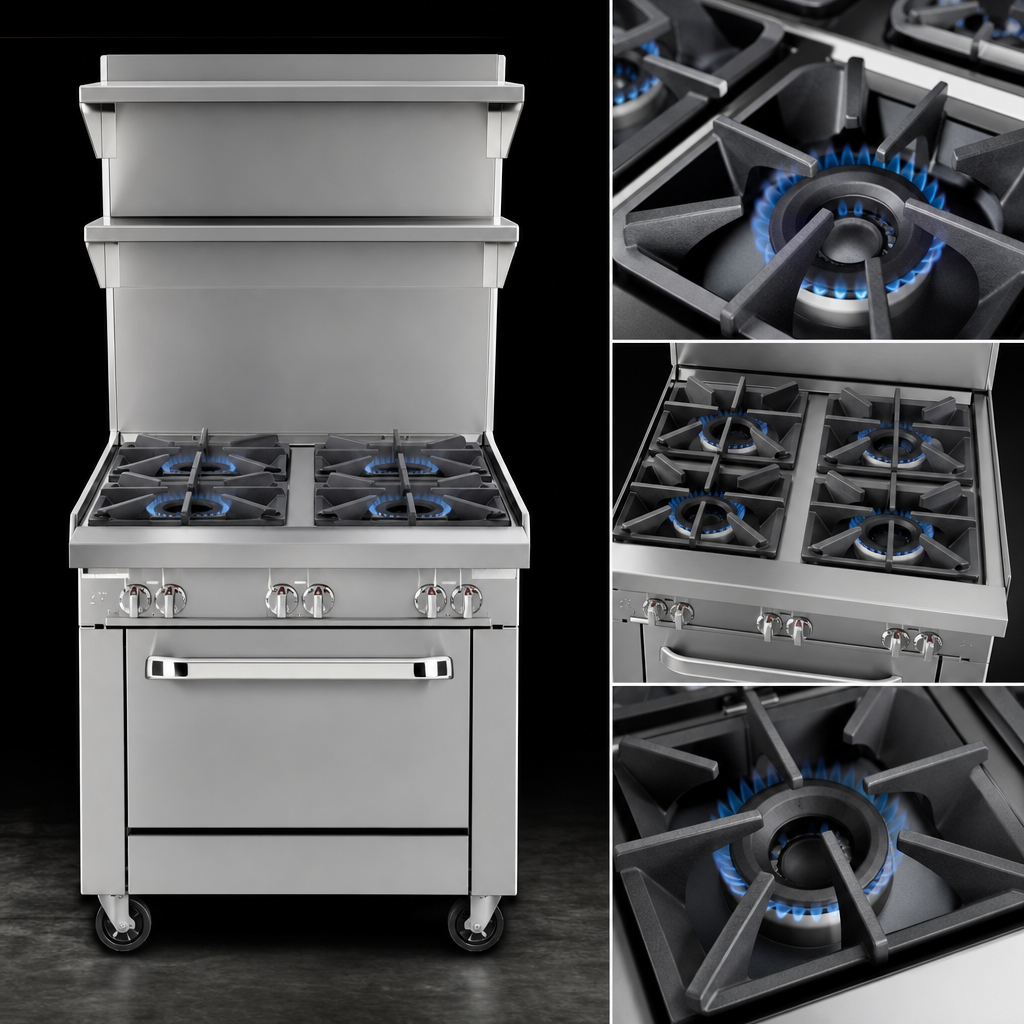 Four 45,000 BTU Open Burners