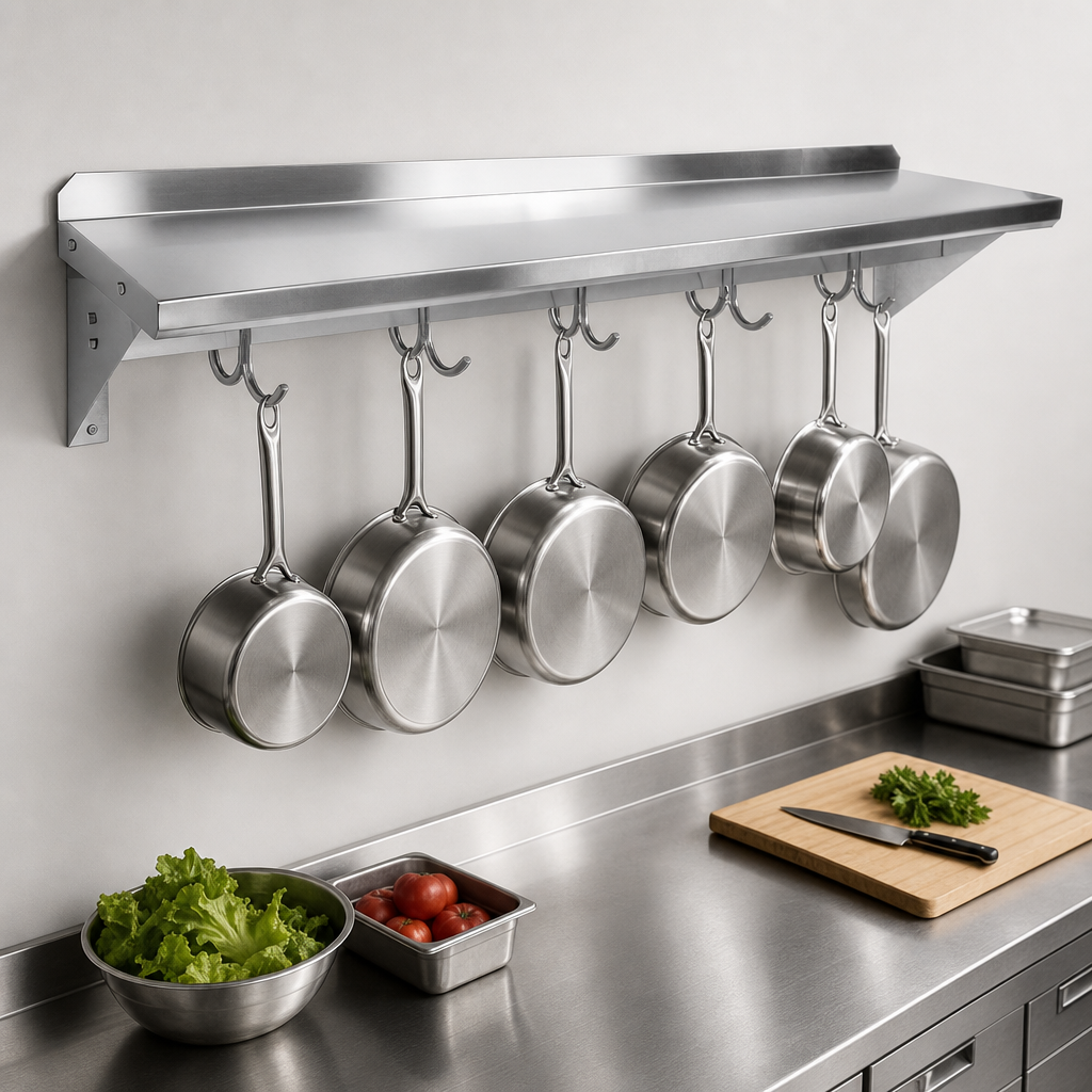 Integrated Pot Rack Shelf