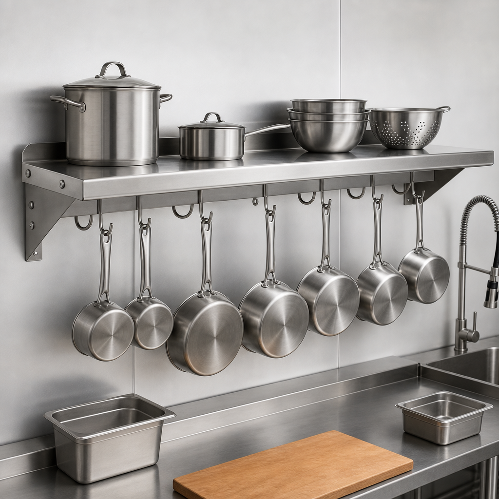 Integrated Pot Rack Shelf