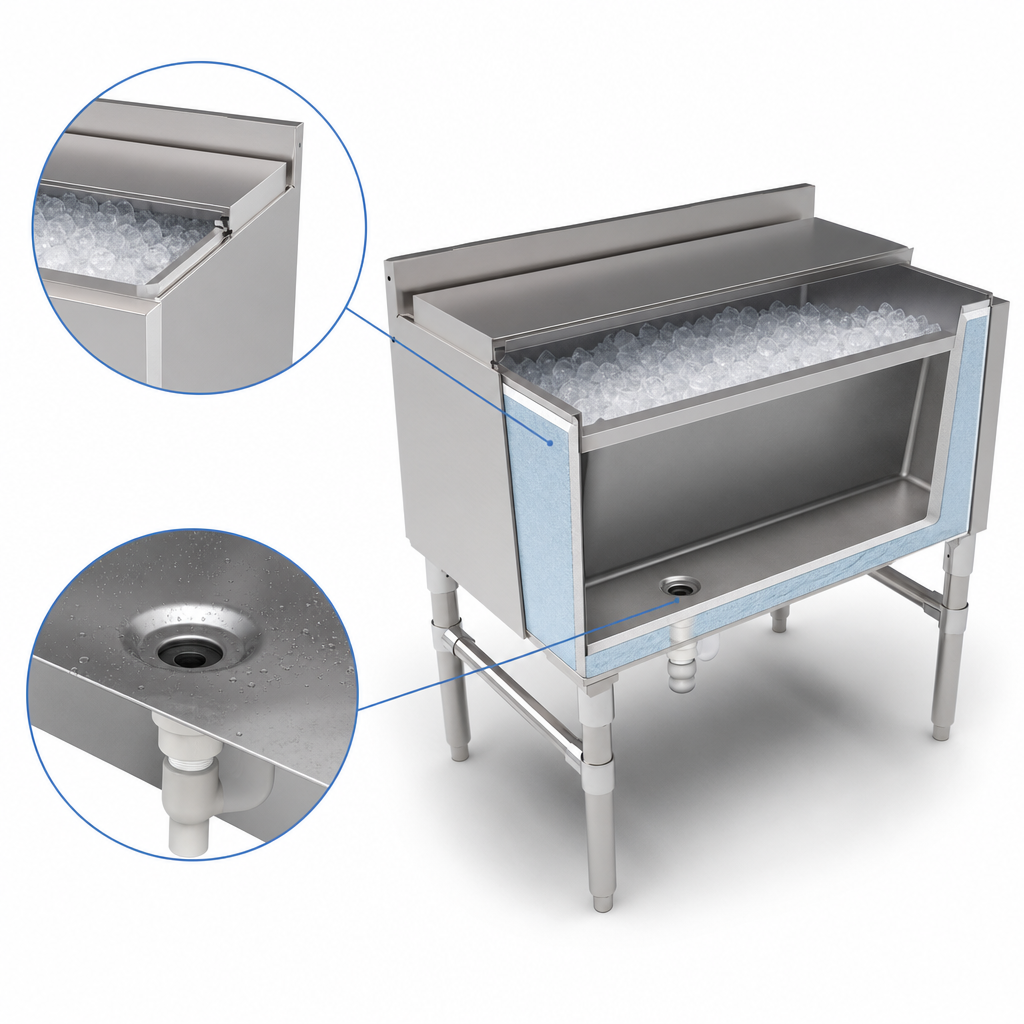 Insulated Ice Bin with Drain