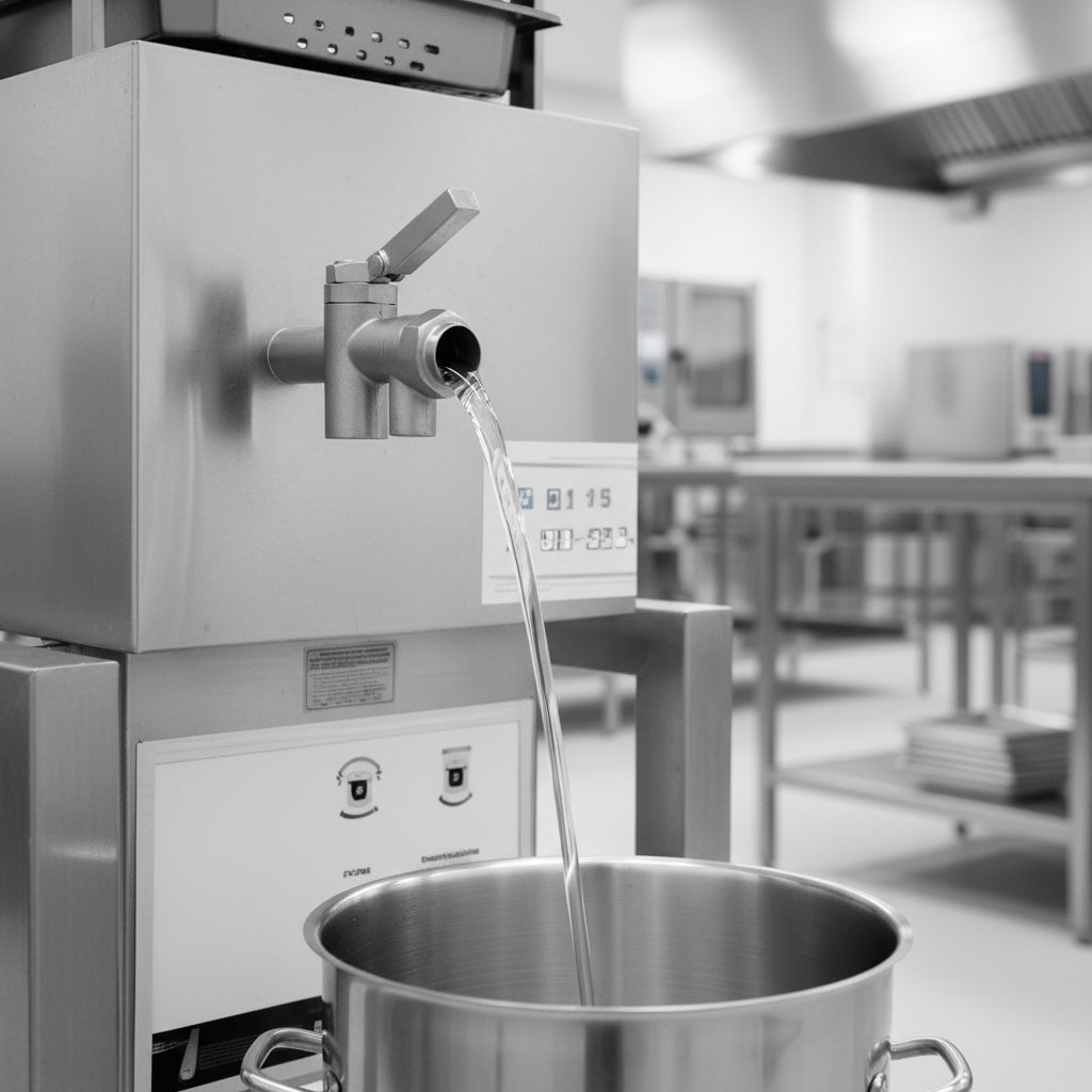 Efficiently drain liquids from the large kettle using the robust 1-1/2 inch compression draw-off valve.