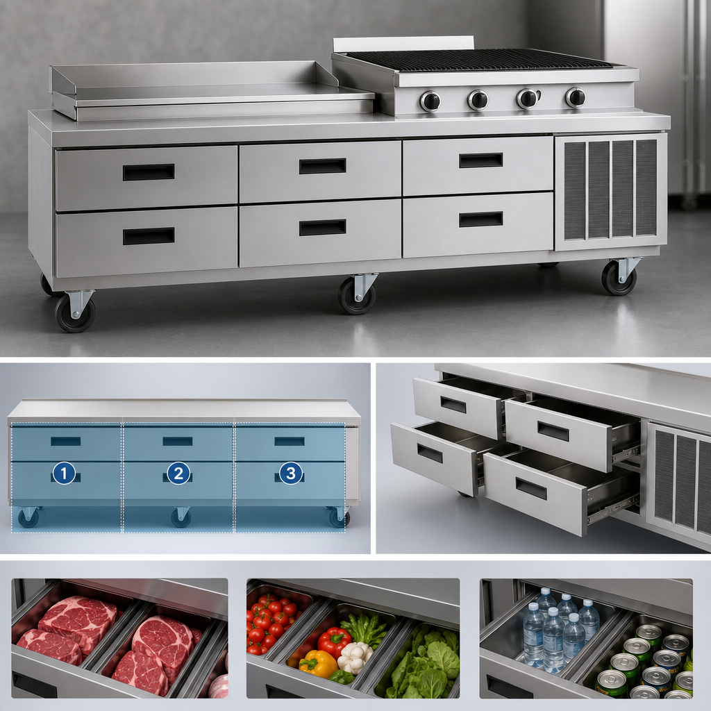 Three-Section, 6-Drawer Layout