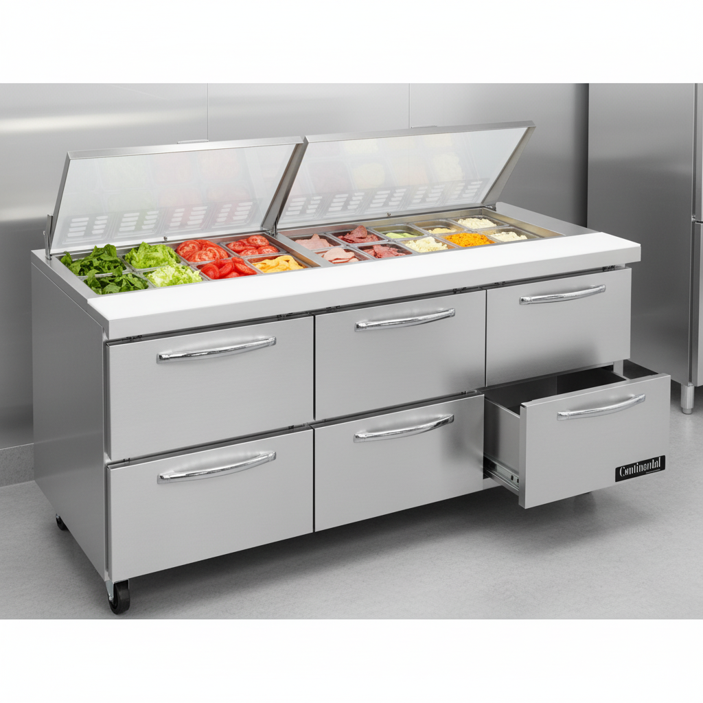 This advanced sandwich unit ensures your ingredients remain exceptionally fresh and perfectly chilled, thanks to its high-efficiency, environmentally friendly R-290 hydrocarbon refrigerant.