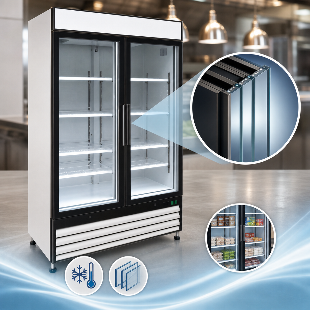 Triple-Pane Heated Insulated Self-Closing Glass Doors