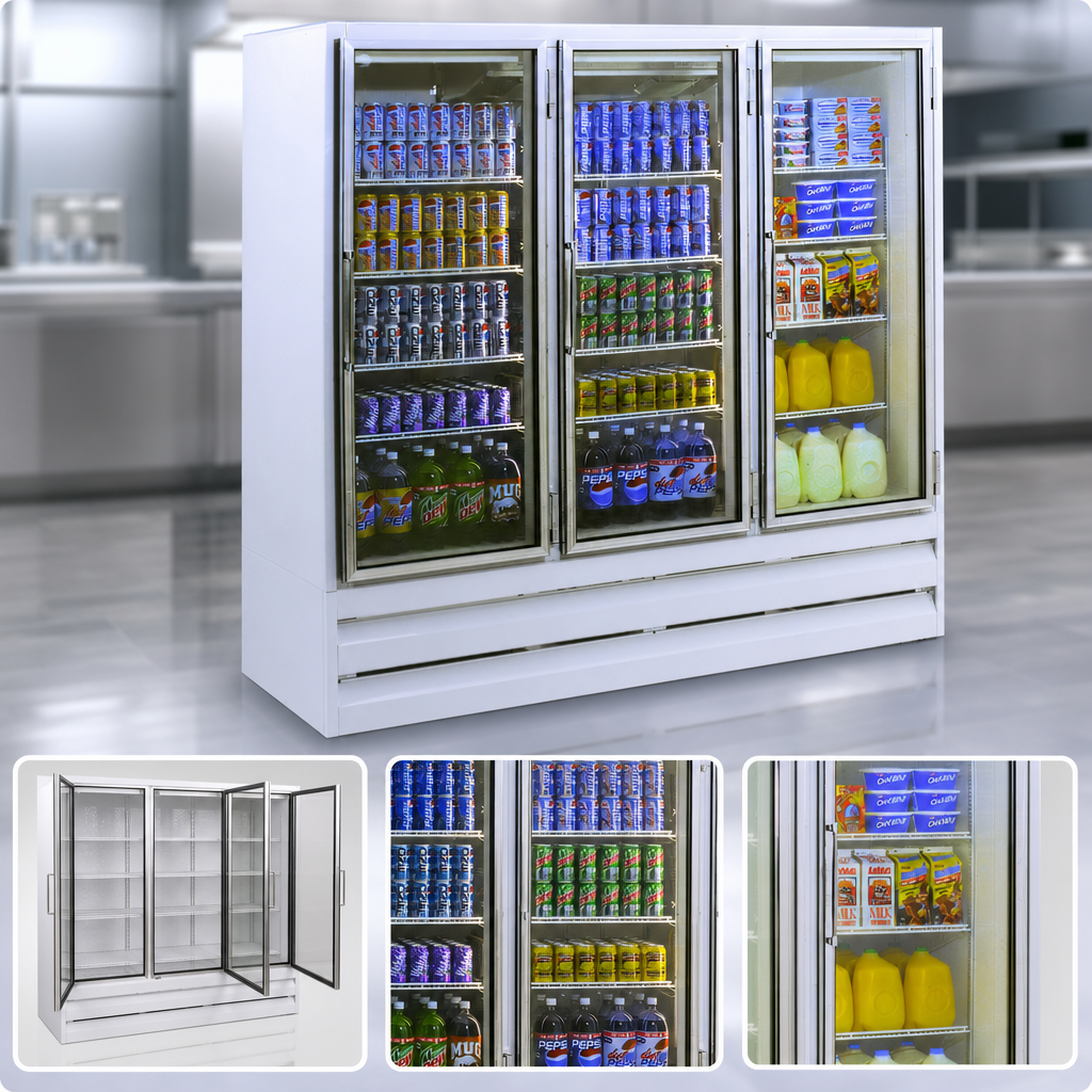 Three-Section Glass Door Display