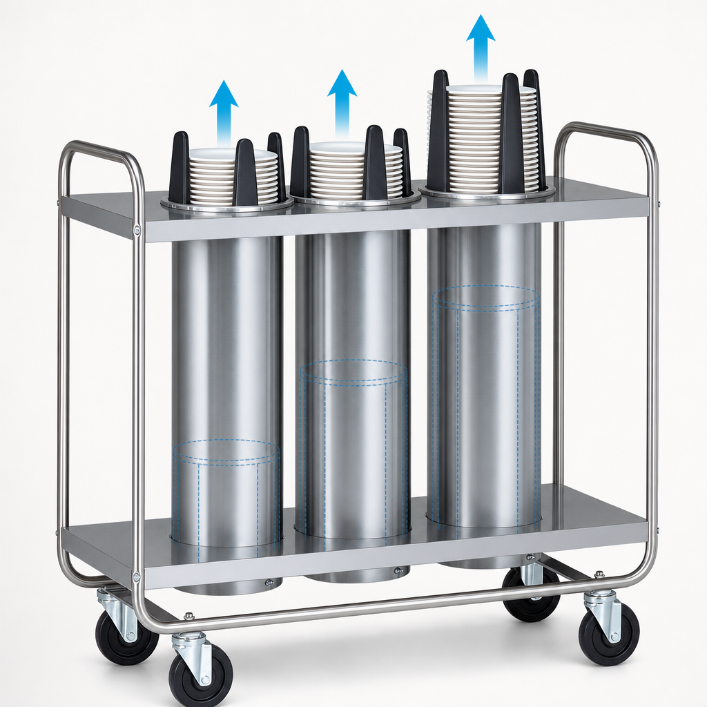 Three Self-Elevating Dispensing Tubes
