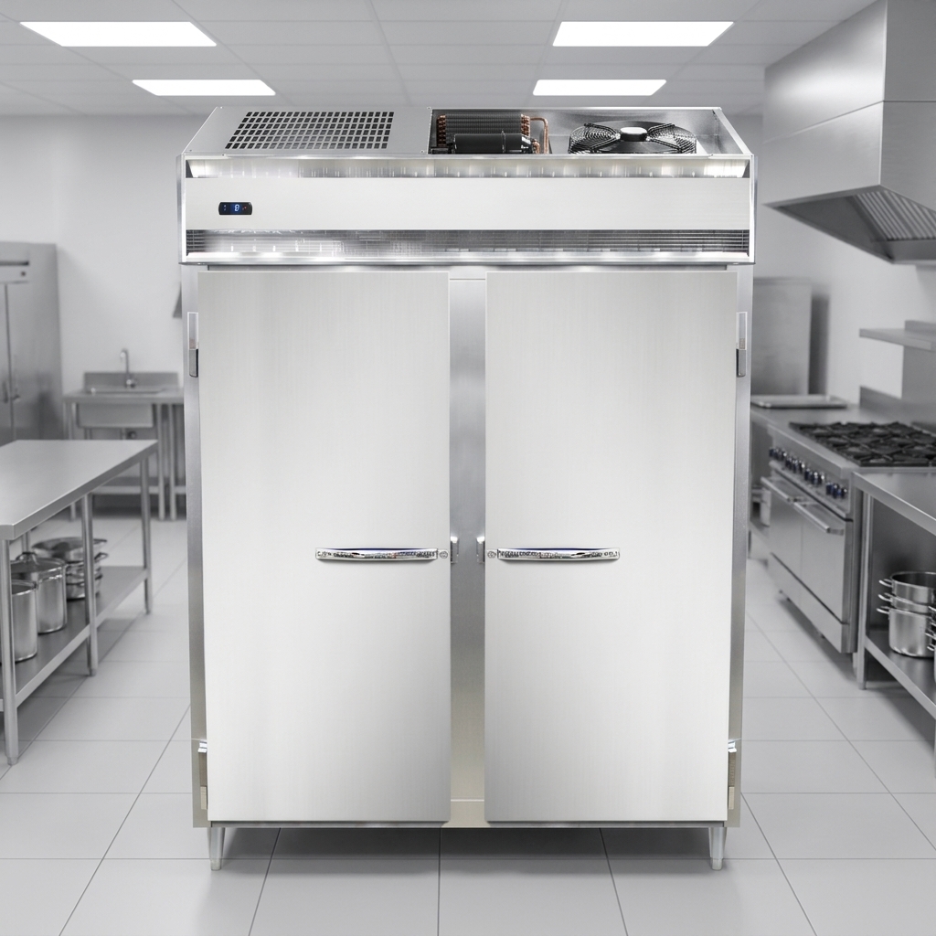 The top-mounted, self-contained refrigeration system of this freezer is engineered for simplified installation and maintenance.