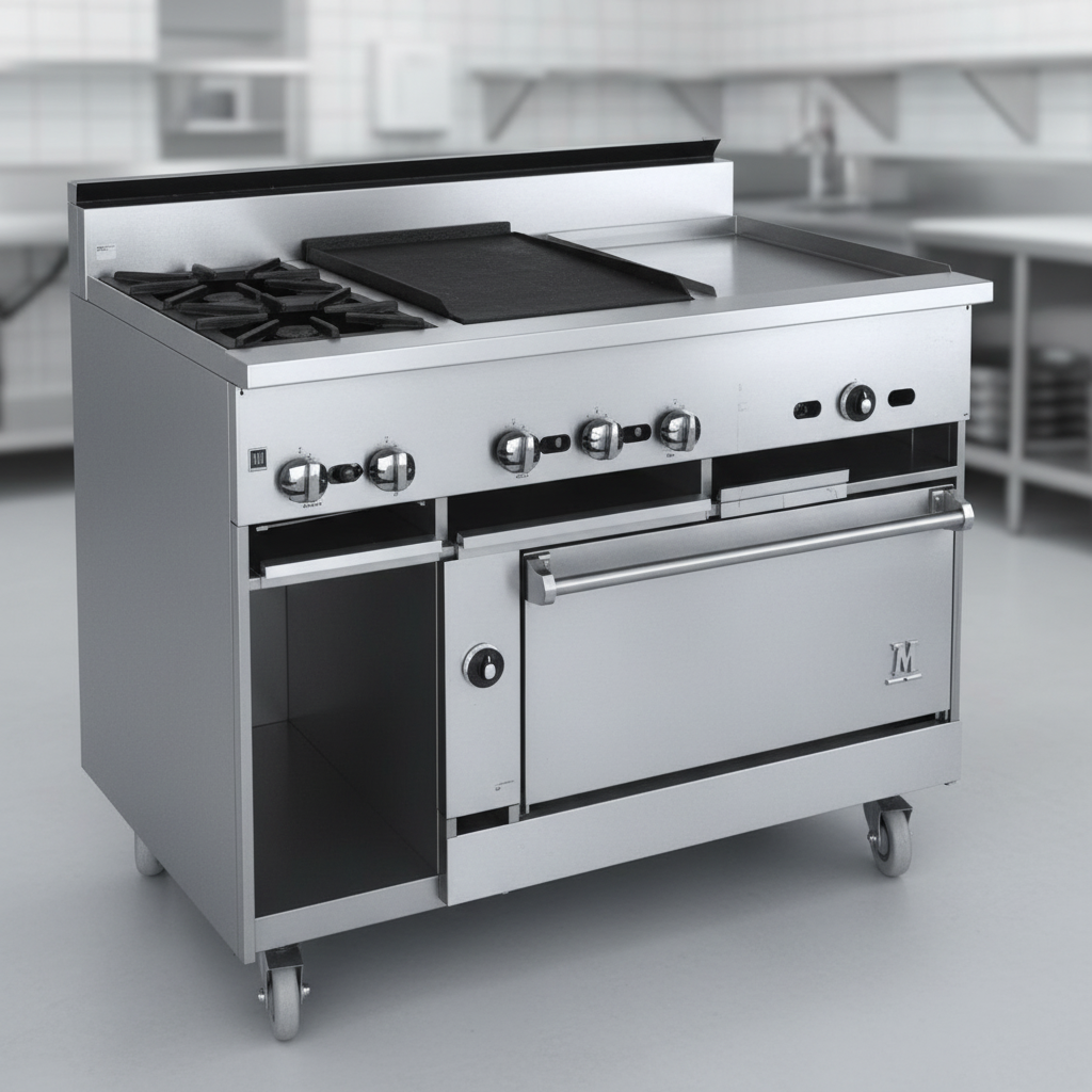 This image showcases the range's premium, durable stainless steel construction, designed for lasting commercial use.