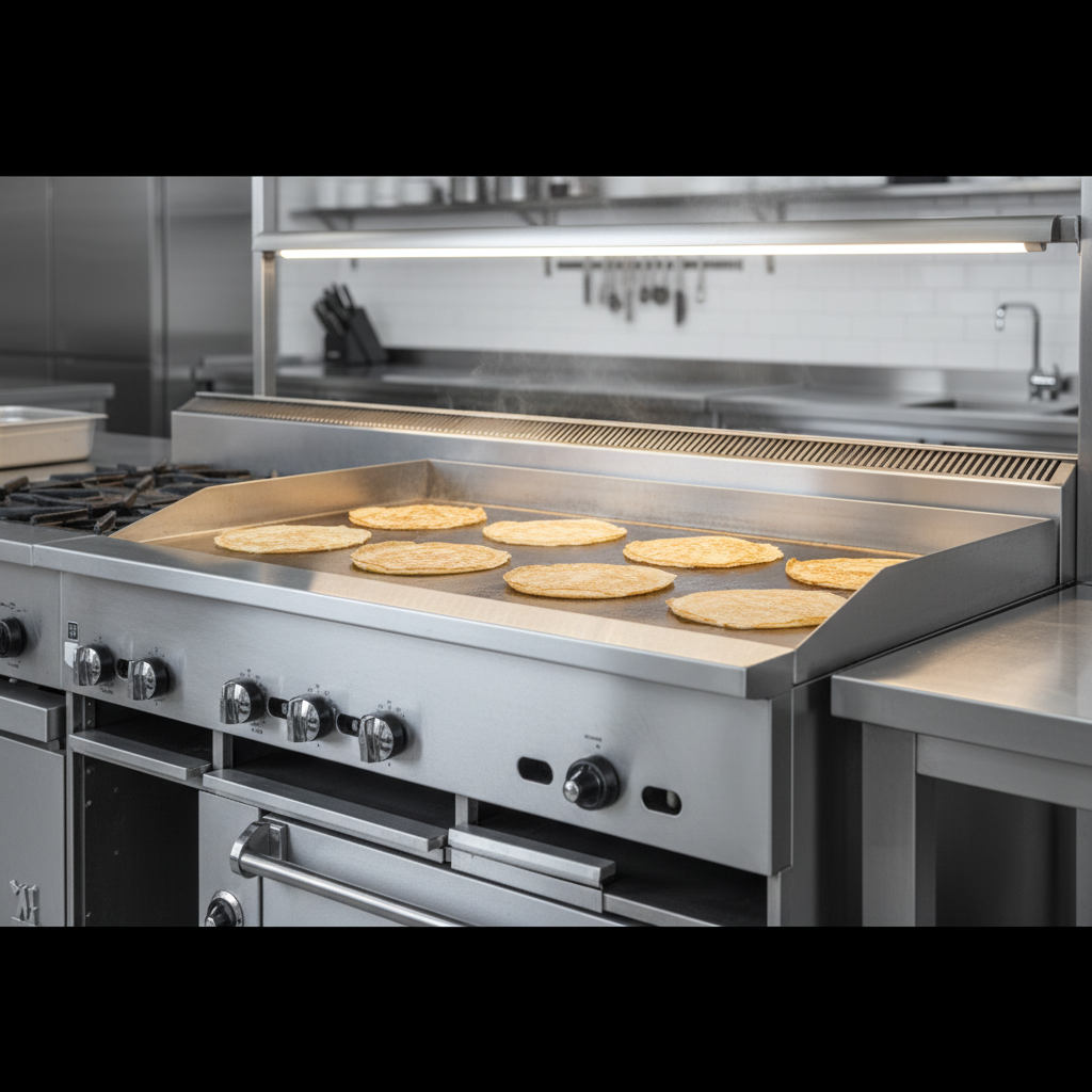 Achieve perfectly even cooking results every time on this range's 24" polished steel griddle, designed for superior heat distribution.