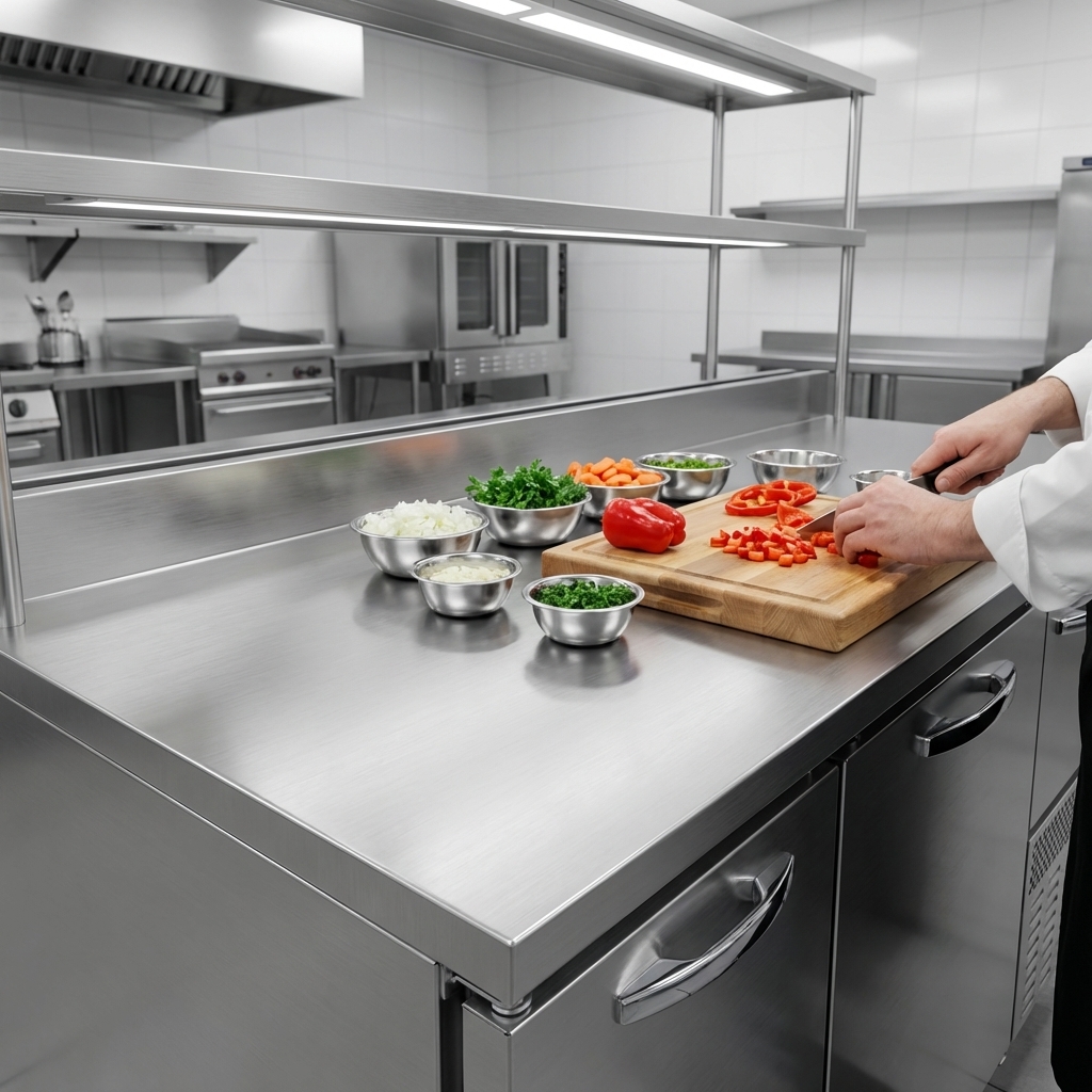 This freezer's reinforced stainless steel worktop offers a robust and hygienic surface, perfect for extensive food preparation tasks.