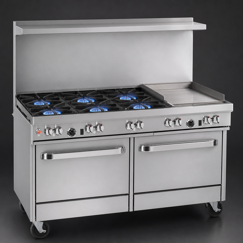 Six Non-Clog Open Burners