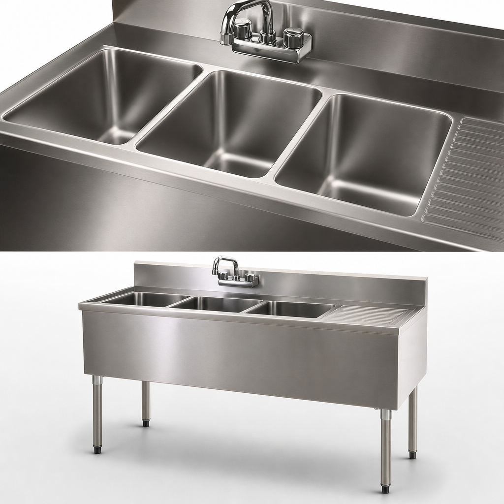 Three Seamless Deep-Drawn Compartments