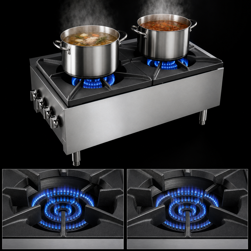 Two 3-Ring Cast-Iron Burners