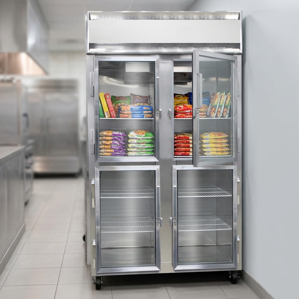 Showcasing its versatile shallow depth design, this display freezer seamlessly fits into even the most compact commercial kitchen layouts.