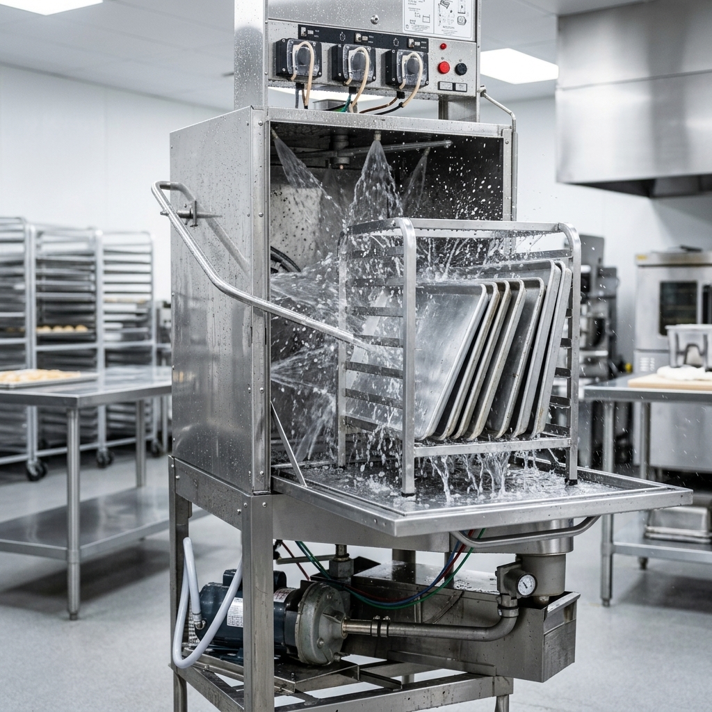 Witness the impressive cleaning power delivered by the high-pressure 1.5 HP pump, ensuring immaculate results for all your bakery needs.
