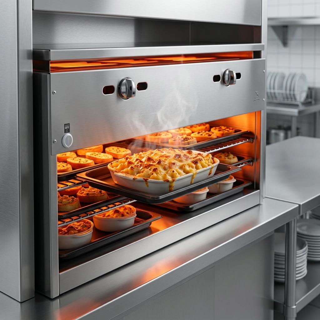 Experience the quick melting and finishing power of this cheesemelter's high-power infrared burners.