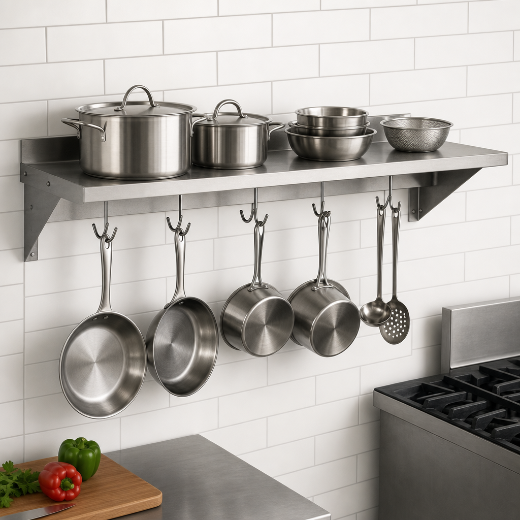 Wall-Mounted Pot Rack Shelf