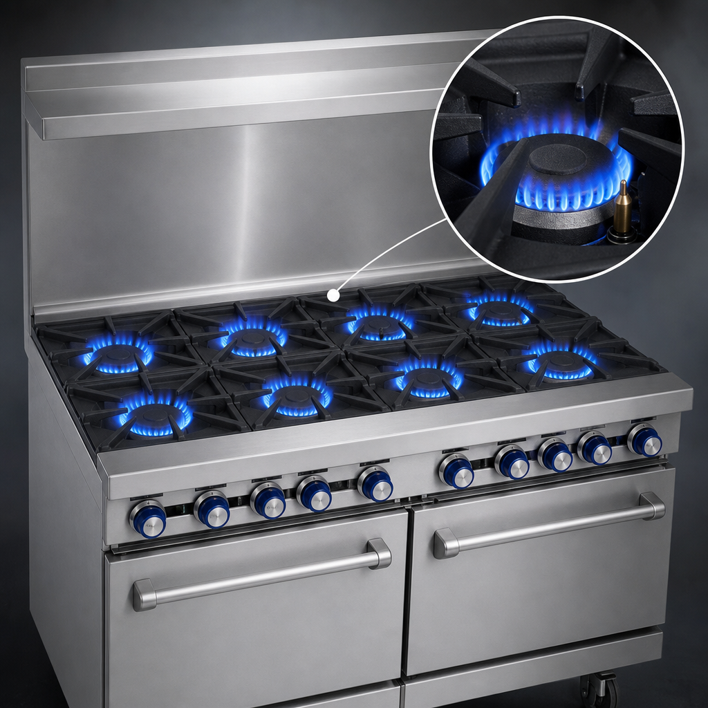 8 Open Burners with Pilot Lights