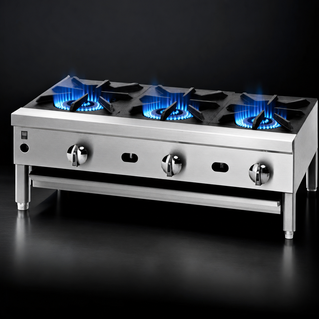 Three High-Output Open Burners