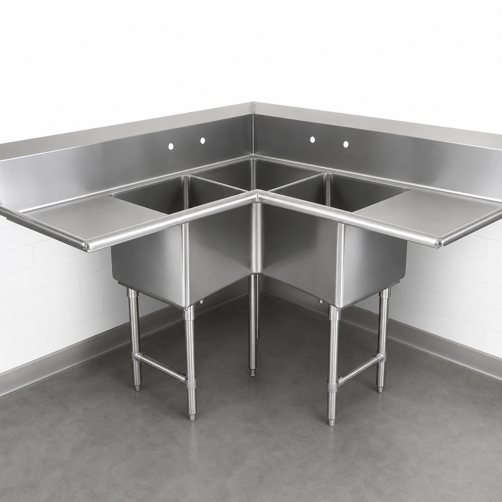 Three-Compartment Corner Layout