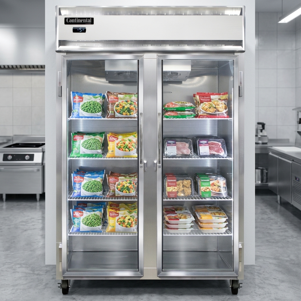 This display freezer features a convenient self-contained refrigeration system for easy setup and efficient operation in any commercial space.